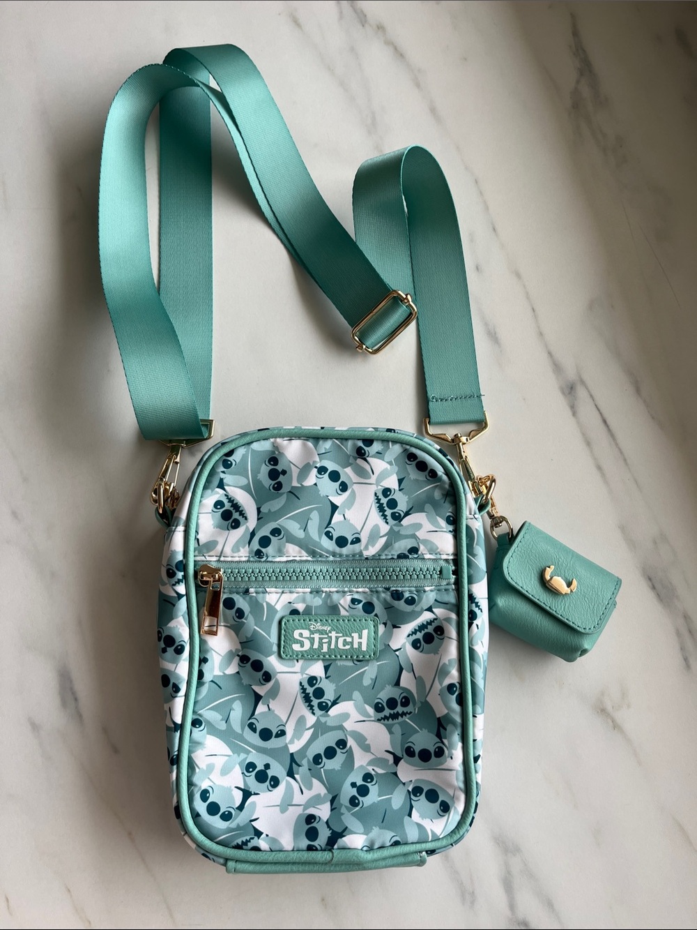 Disney Teal Stitch Crossbody Bag with Character Print